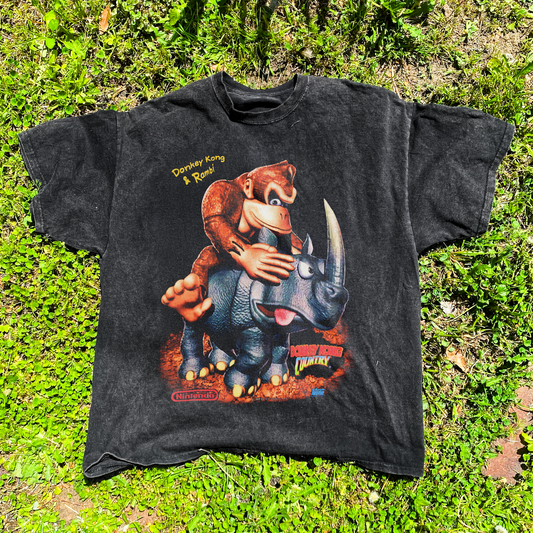 1994 VINTAGE 'DONKEY KONG & RAMBI' DK COUNTRY PROMO BLACK T-SHIRT
