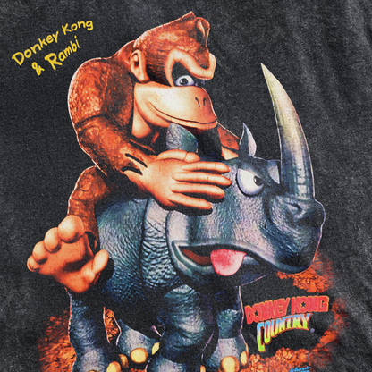 1994 VINTAGE 'DONKEY KONG & RAMBI' DK COUNTRY PROMO BLACK T-SHIRT