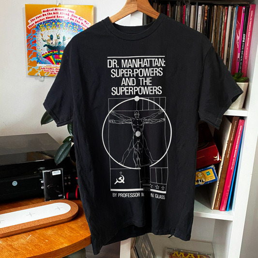 DR. MANHATTAN 'VITRUVIAN MAN' BLACK T-SHIRT