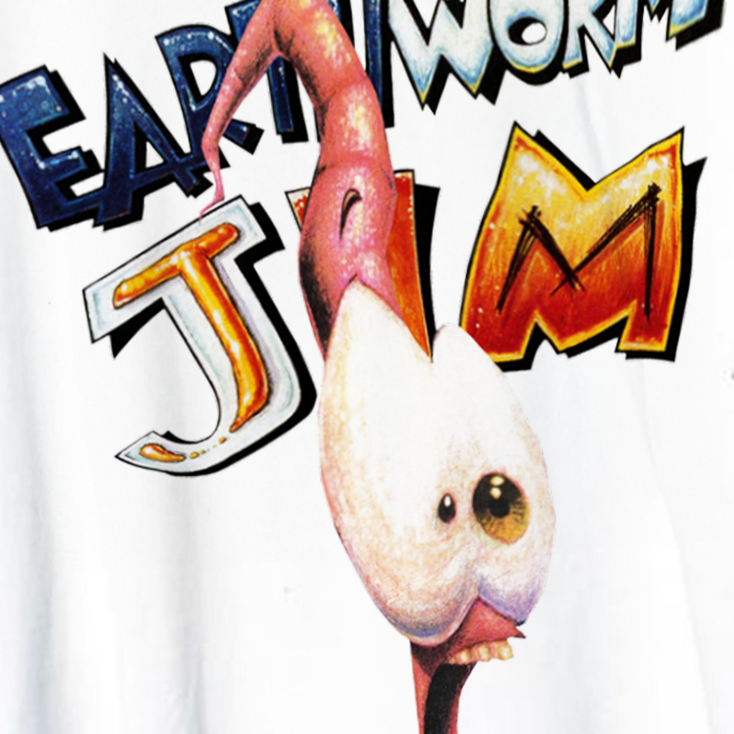 RETRO 'EARTHWORM JIM' 90s GAME PROMO WHITE T-SHIRT