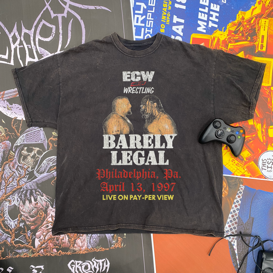 ECW BARELY LEGAL PROMO WASHED BLACK T-SHIRT