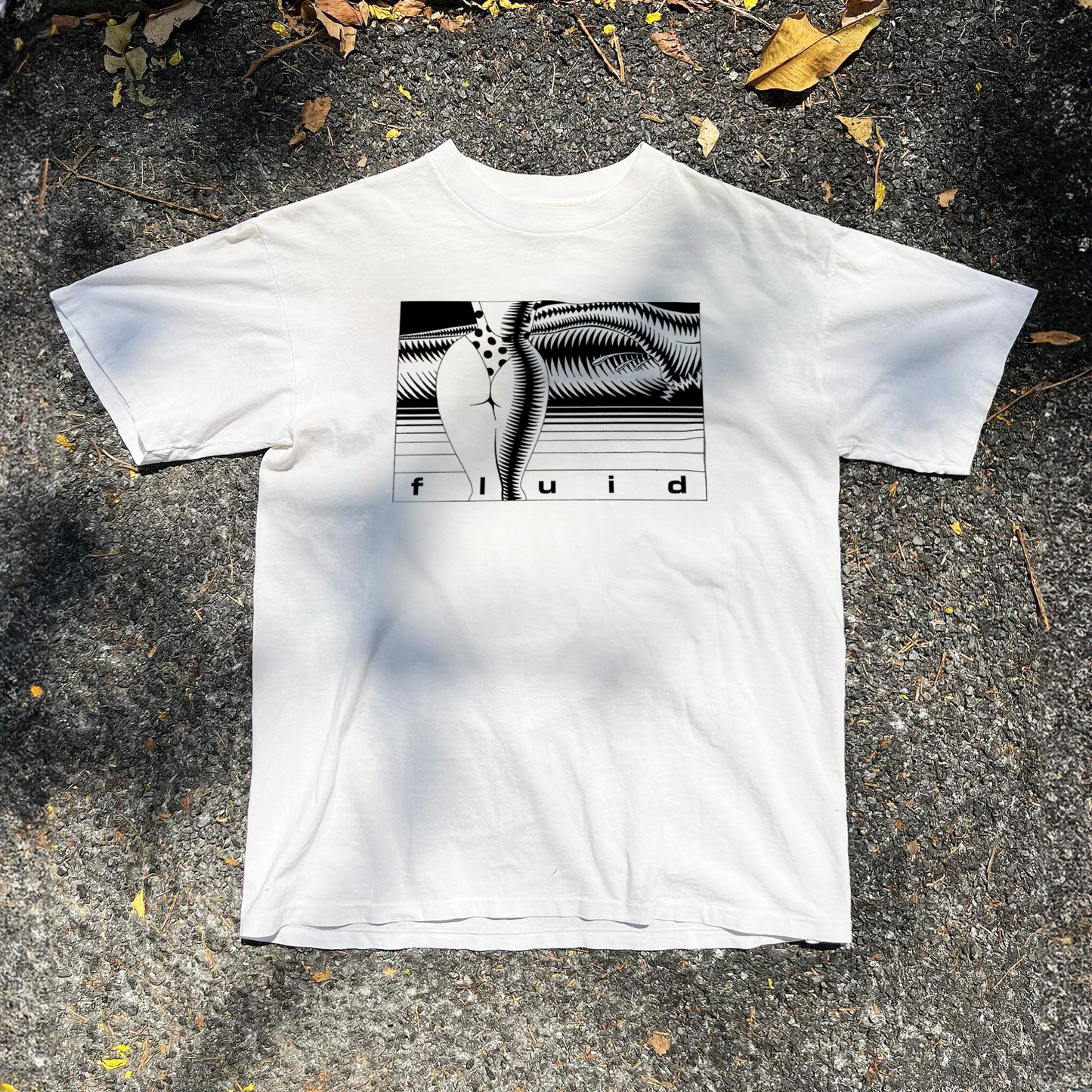 VINTAGE 80s 'FLUID' SURFBOARDS WHITE T-SHIRT