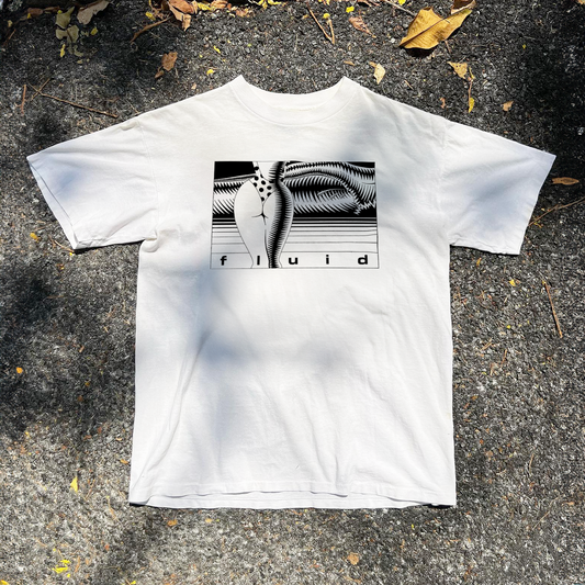 VINTAGE 80s 'FLUID' SURFBOARDS WHITE T-SHIRT