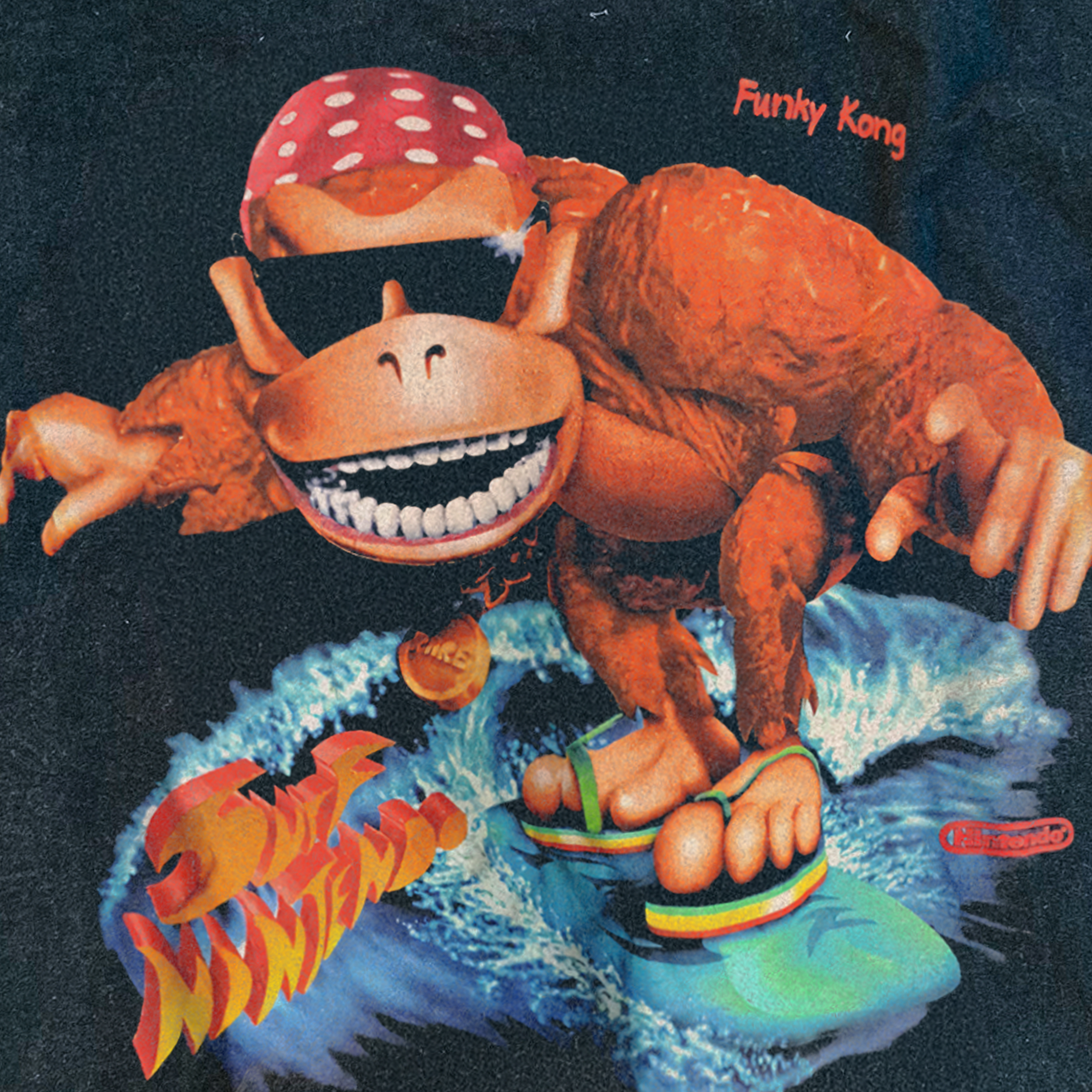1995 VINTAGE ‘FUNKY KONG SURF’ PROMO BLACK T-SHIRT
