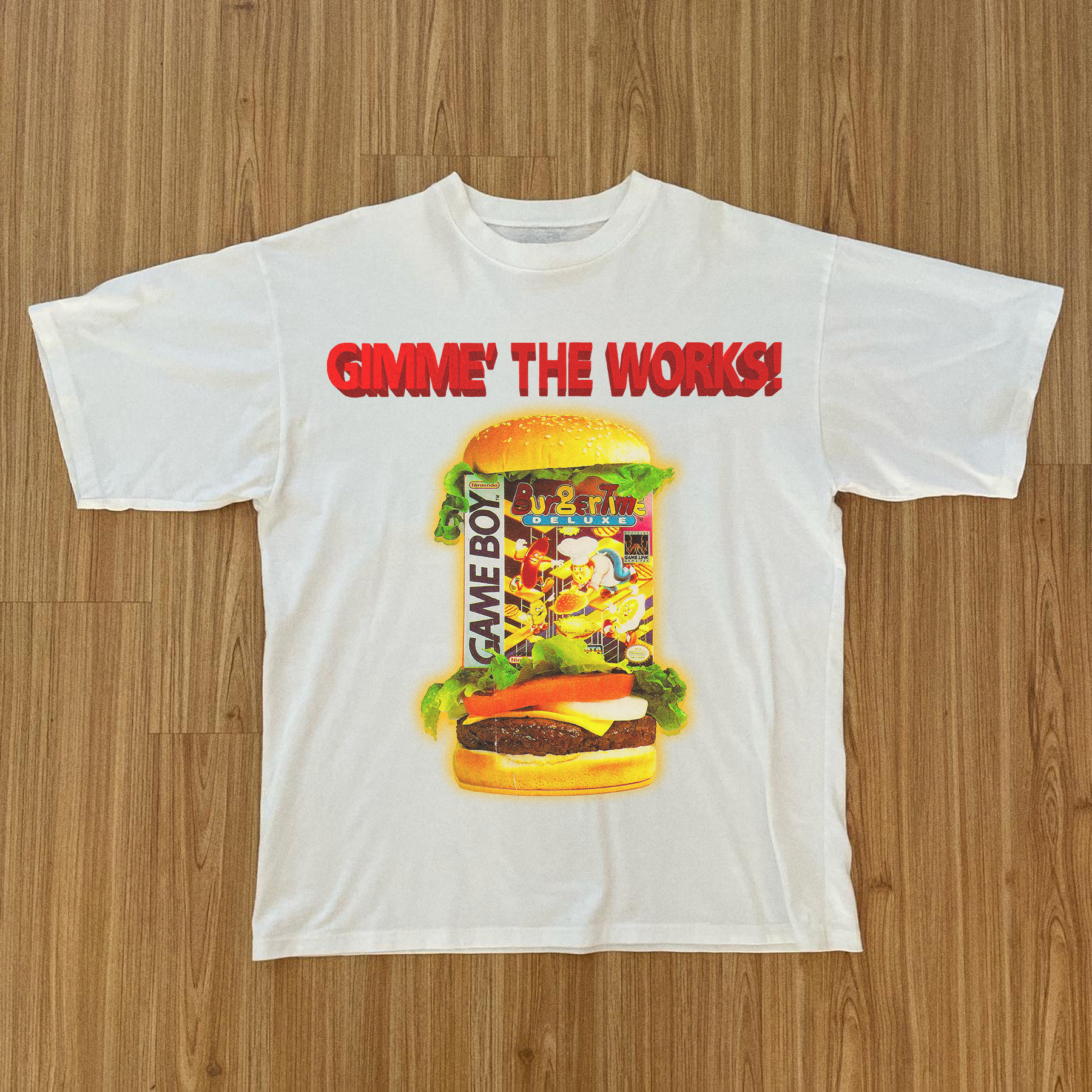 RETRO GAMEBOY 'BURGER' WHITE T-SHIRT