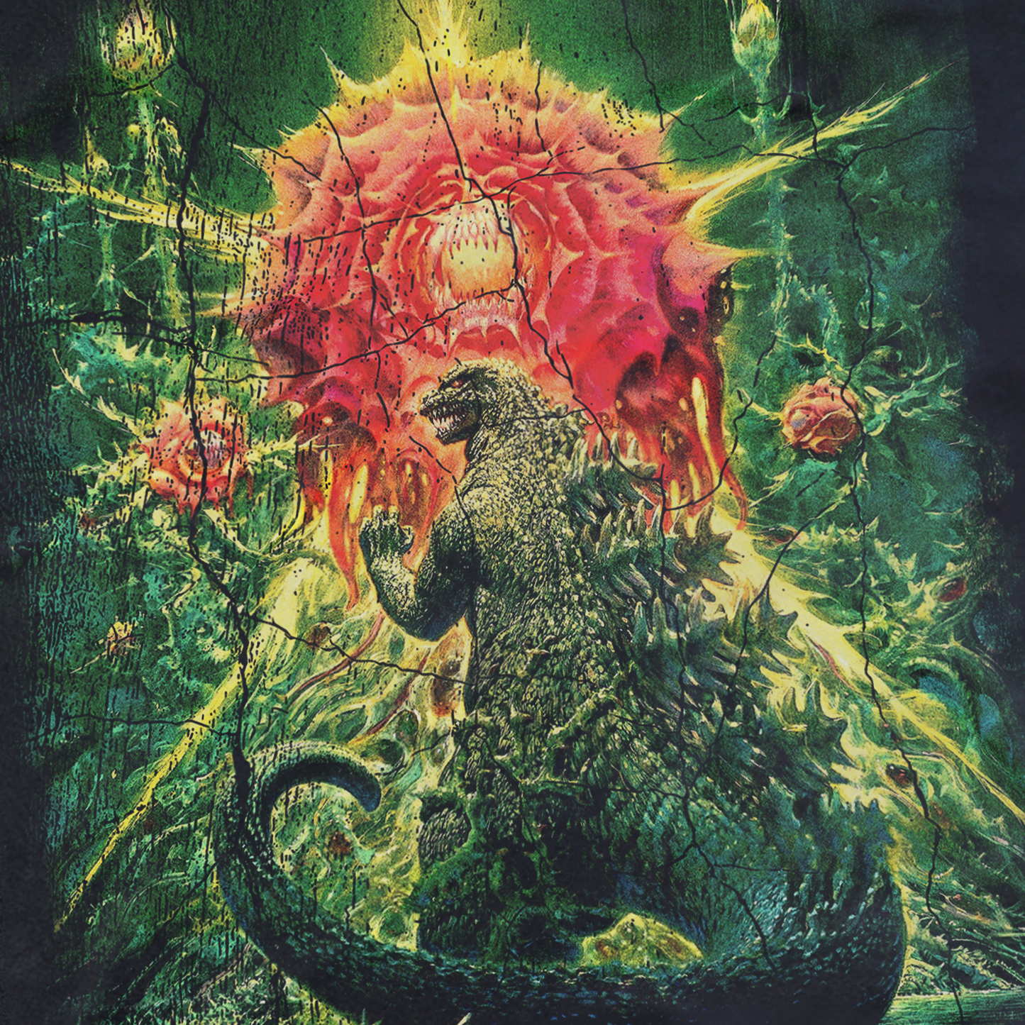 VINTAGE 'GODZILLA VS BIOLANTE' 1989 WASHED BLACK T-SHIRT