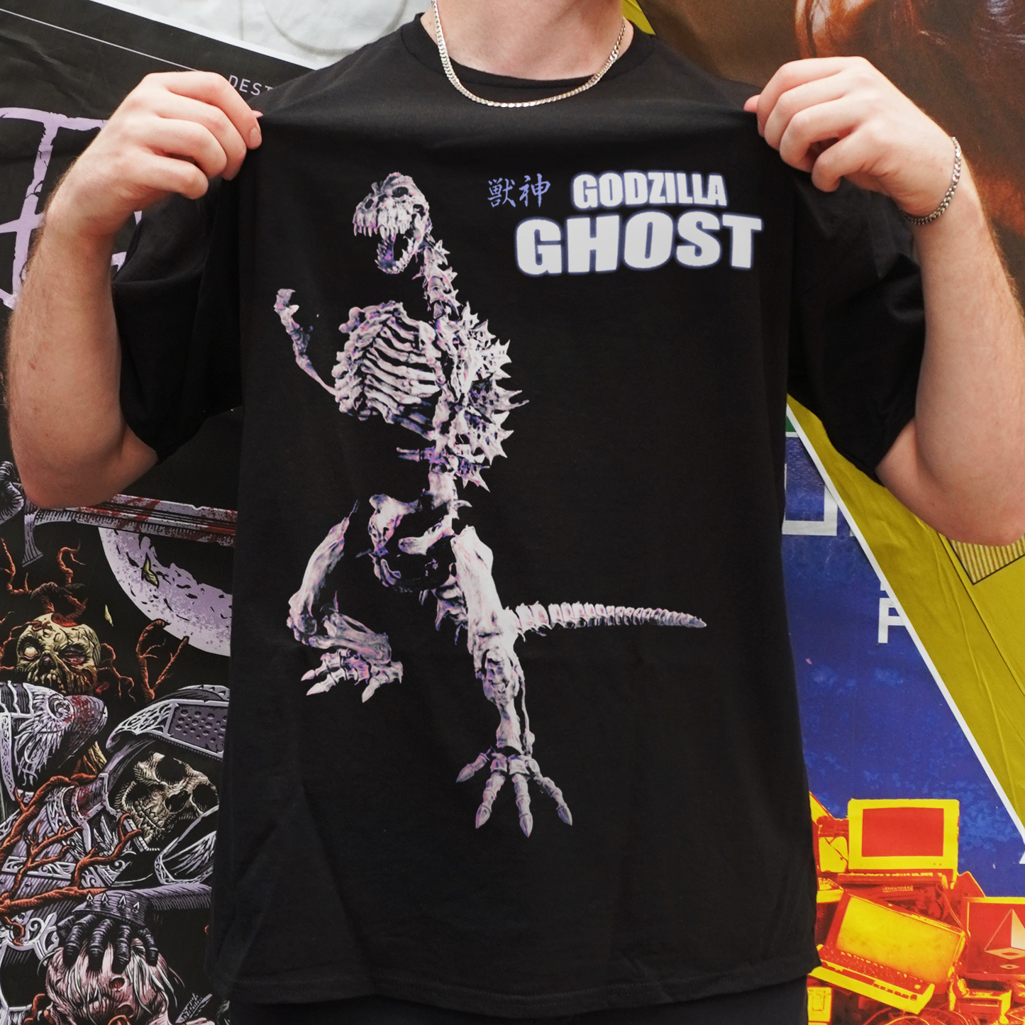 'GODZILLA GHOST' WASHED BLACK T-SHIRT