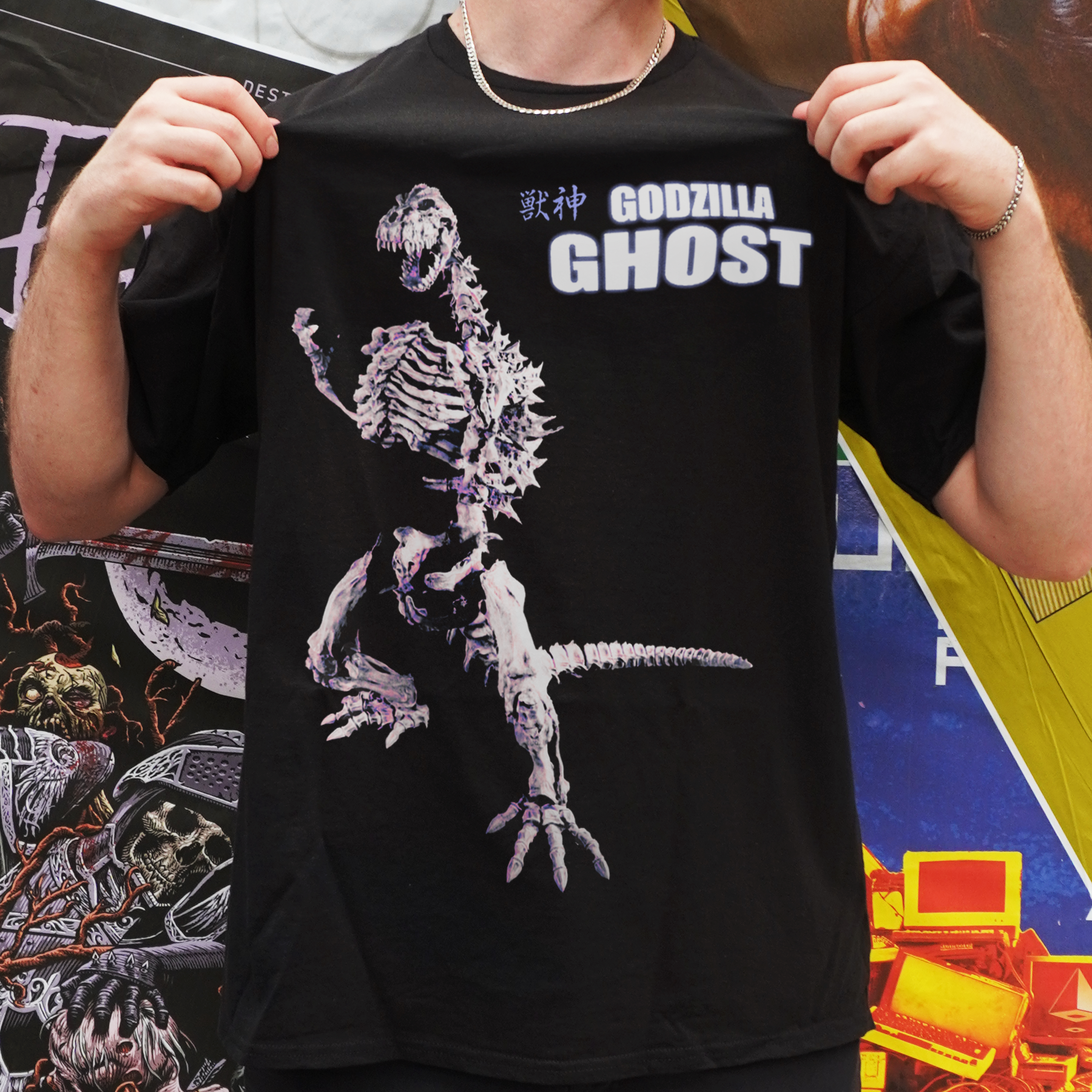 'GODZILLA GHOST' WASHED BLACK T-SHIRT