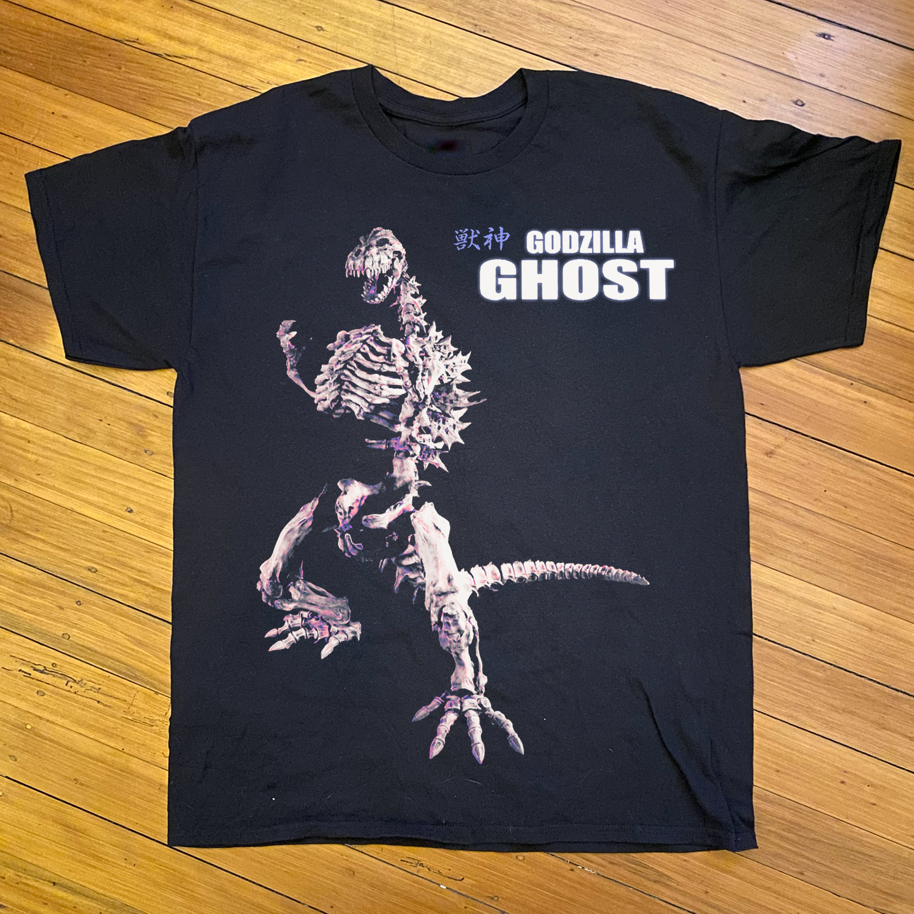 'GODZILLA GHOST' WASHED BLACK T-SHIRT
