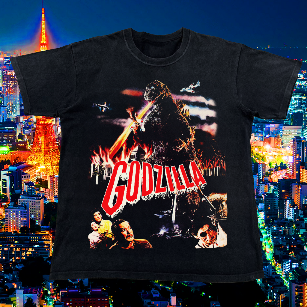 VINTAGE 80s 'GODZILLA CLASSIC' MOVIE PROMO BLACK T-SHIRT