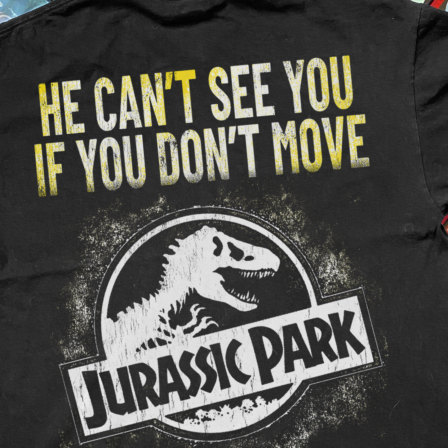 CLASSIC JURASSIC PARK 'DON'T MOVE' PROMO BLACK T-SHIRT