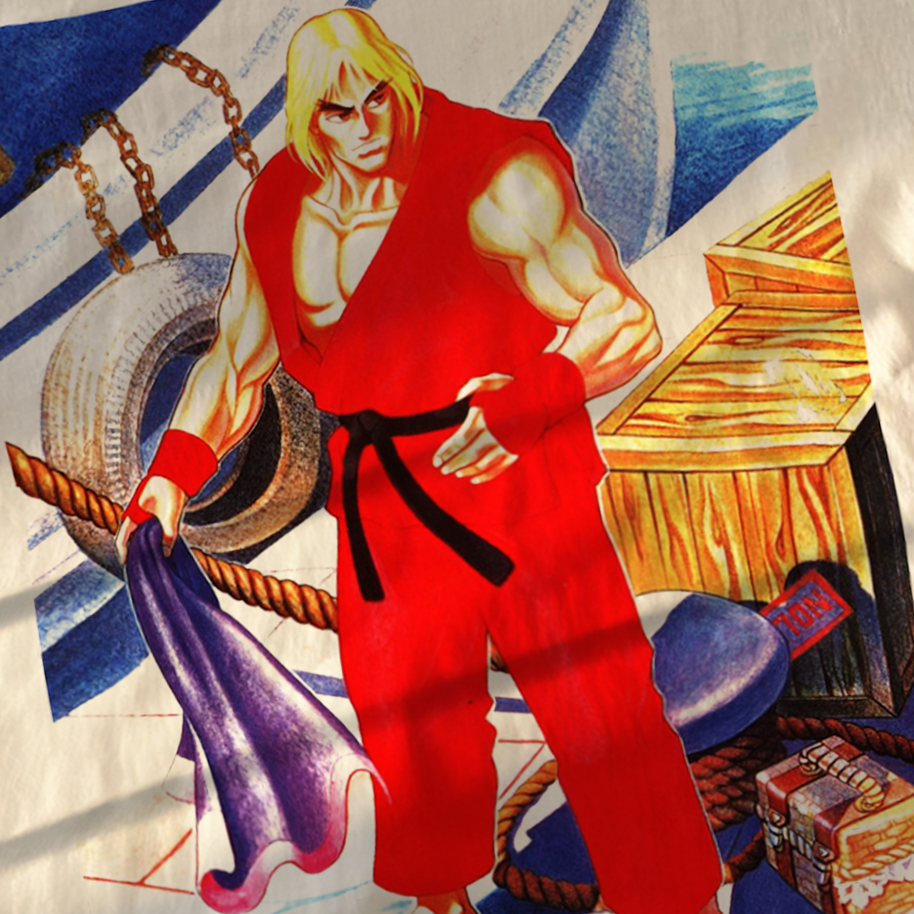 RETRO KEN 'STREET FIGHTER' 90s ILLUSTRATION WHITE T-SHIRT