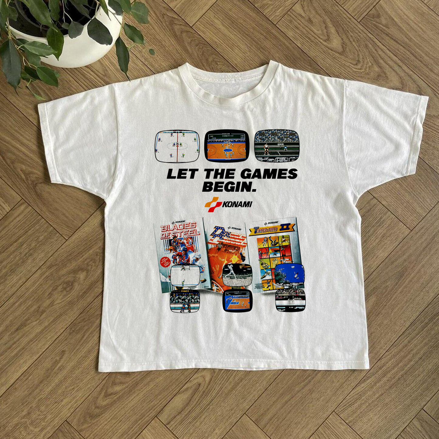 VINTAGE KONAMI ‘LET THE GAMES BEGIN’ WHITE T-SHIRT