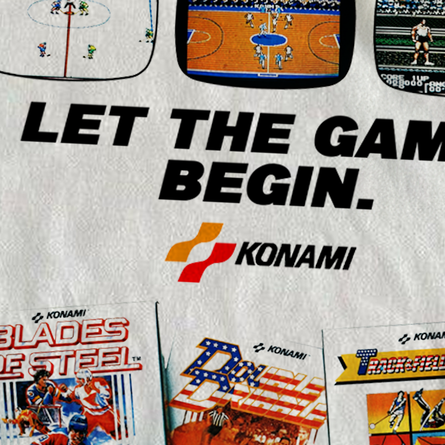 VINTAGE KONAMI ‘LET THE GAMES BEGIN’ WHITE T-SHIRT