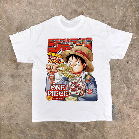 WEEKLY JUMP 'MUGIWARA NOODLES' COVER WHITE T-SHIRT