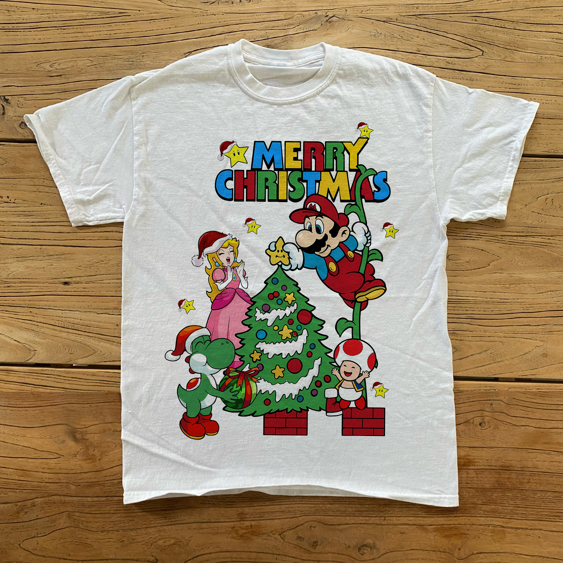 80s 'SUPER MARIO CHRISTMAS' WHITE T-SHIRT