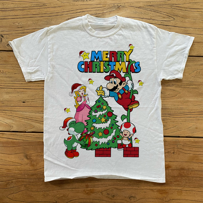 80s 'SUPER MARIO CHRISTMAS' WHITE T-SHIRT