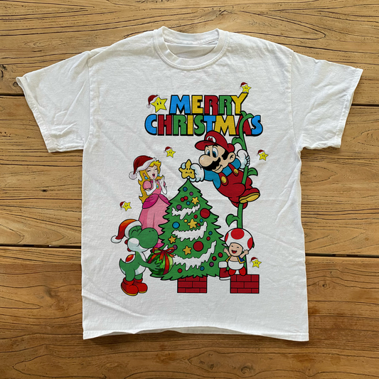 80s 'SUPER MARIO CHRISTMAS' WHITE T-SHIRT
