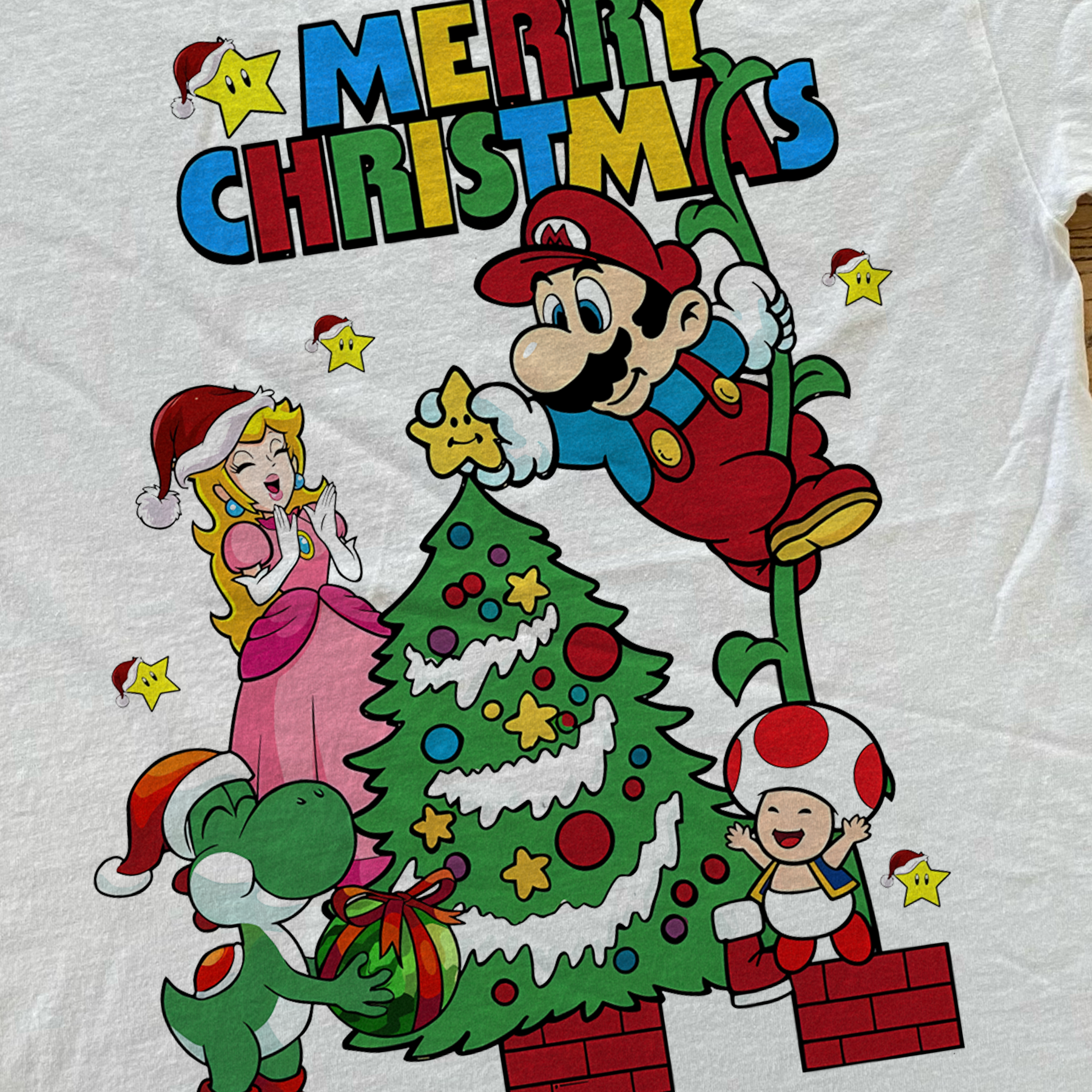 80s 'SUPER MARIO CHRISTMAS' WHITE T-SHIRT