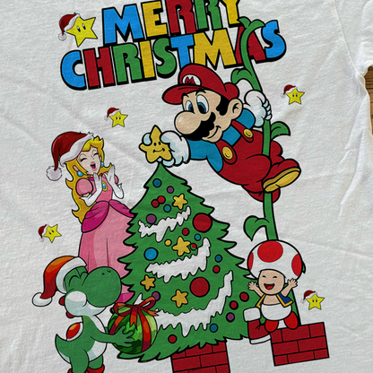 80s 'SUPER MARIO CHRISTMAS' WHITE T-SHIRT