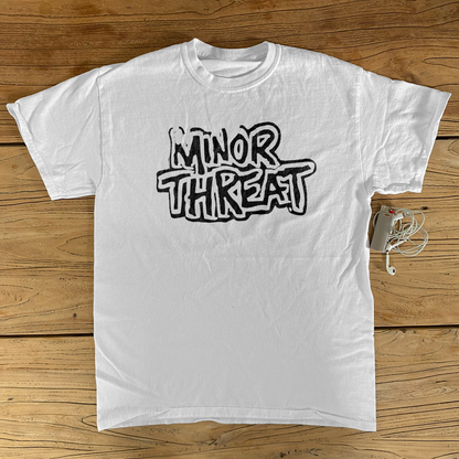 RETRO 'MINOR THREAT' GUNMAN WHITE T-SHIRT