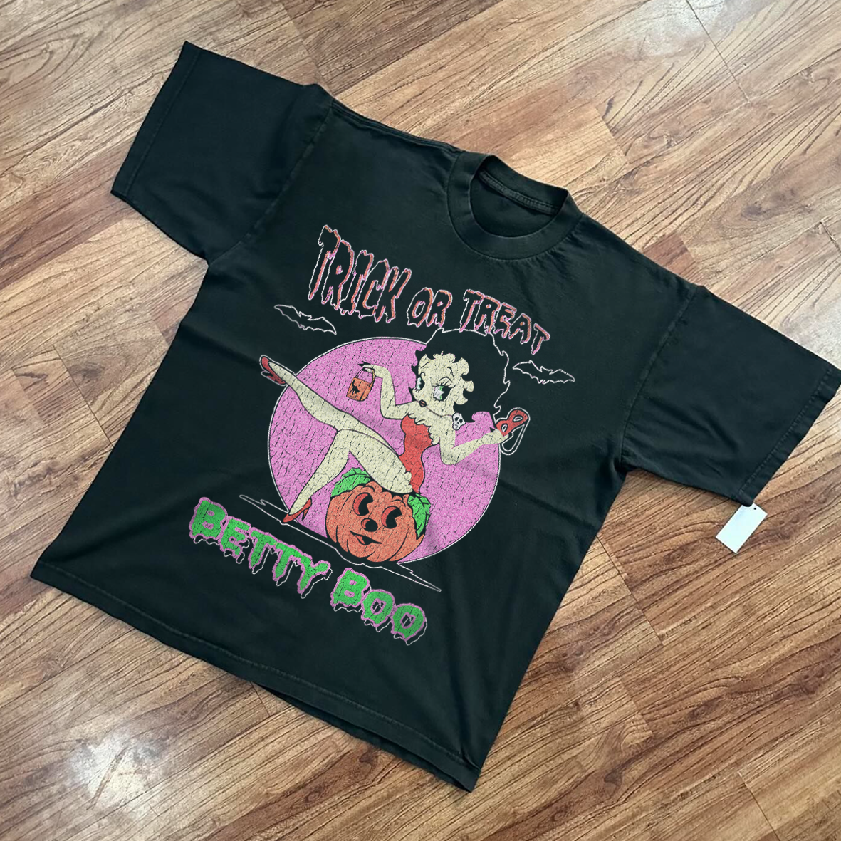 BETTY BOO HALOWEEN RARE WASHED BLACK T-SHIRT