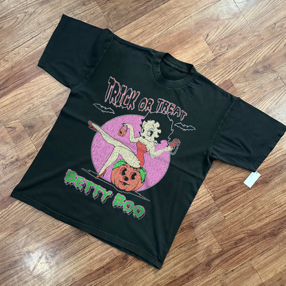 BETTY BOO HALOWEEN RARE WASHED BLACK T-SHIRT