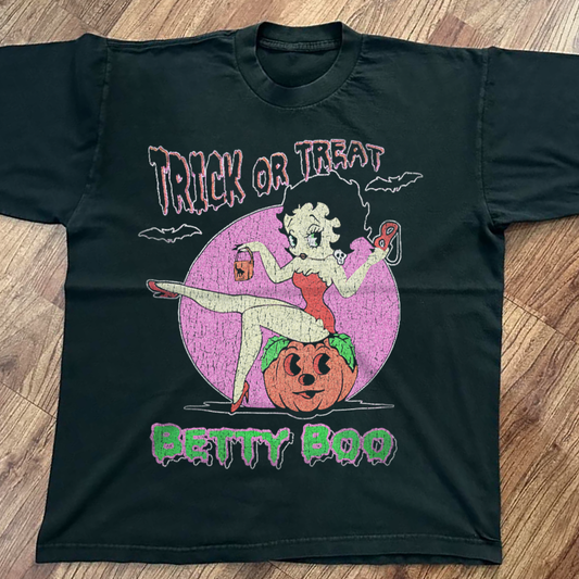BETTY BOO HALOWEEN RARE WASHED BLACK T-SHIRT