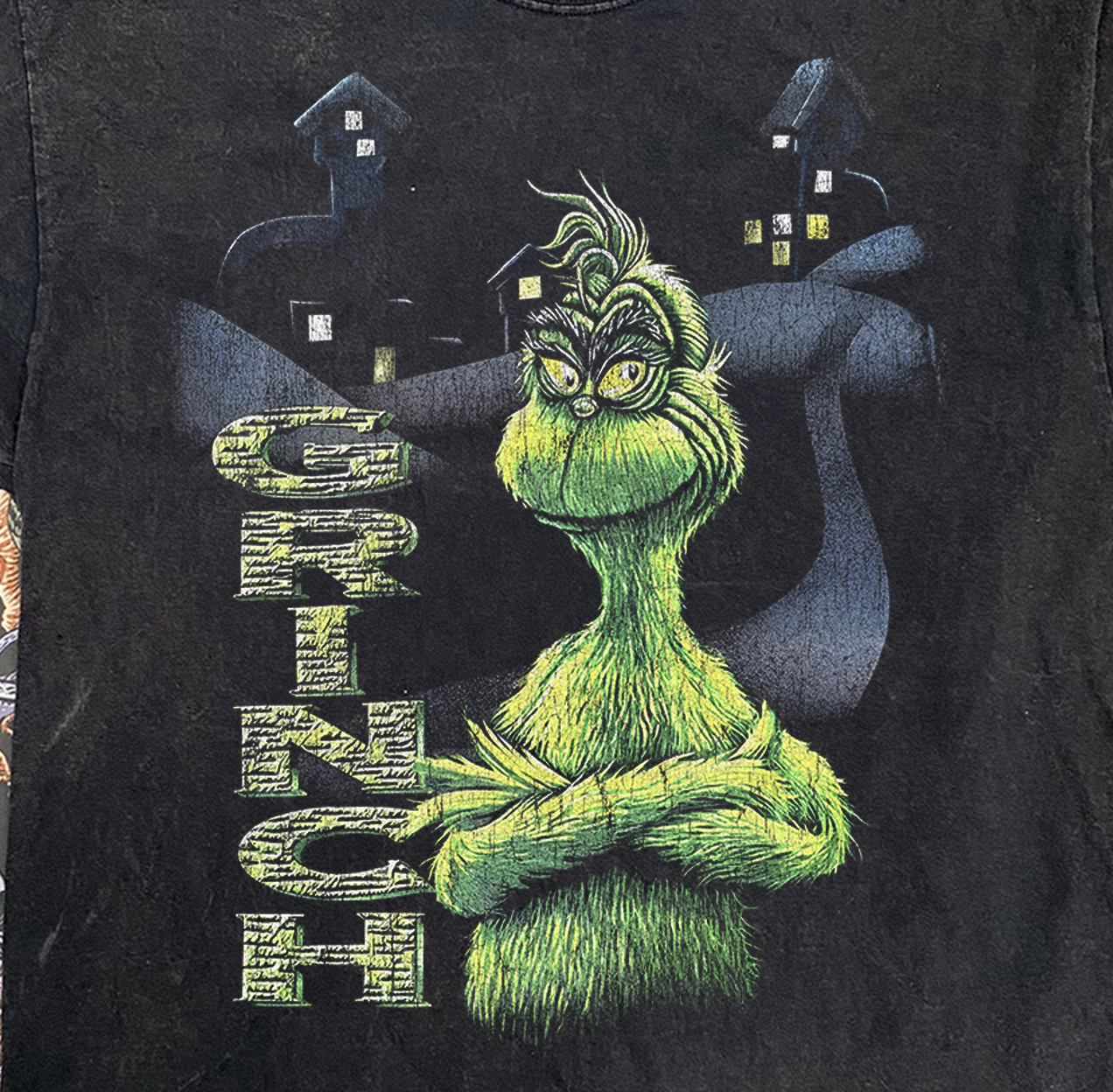 STINK, STANK, STUNK *THE GRINCH* WASHED BLACK T-SHIRT