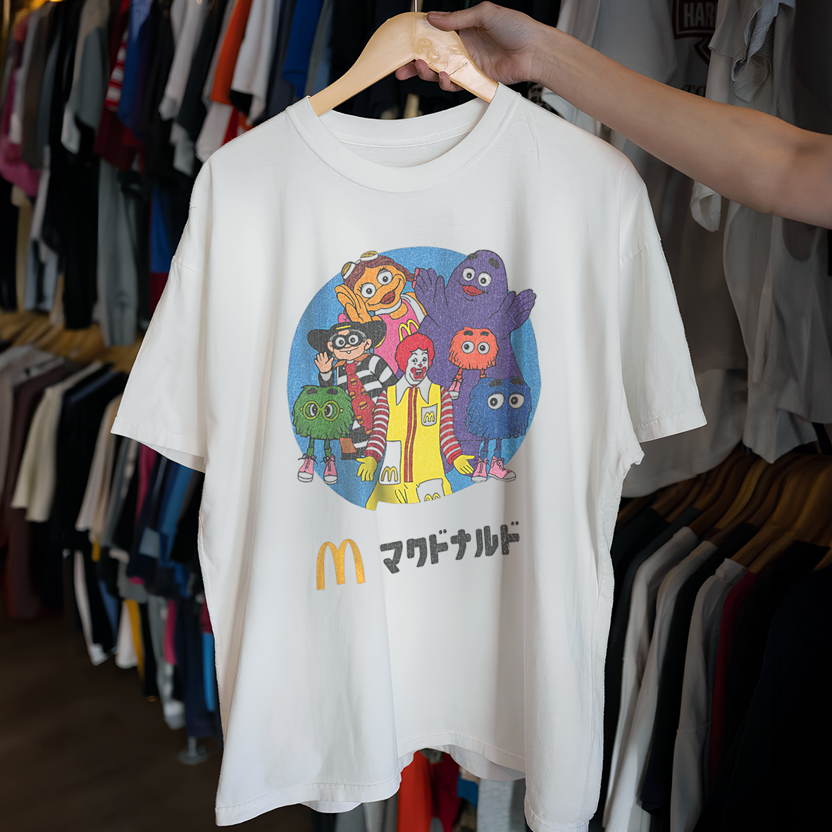 80's JPN MCD0NALDS PROMO WASHED WHITE T-SHIRT