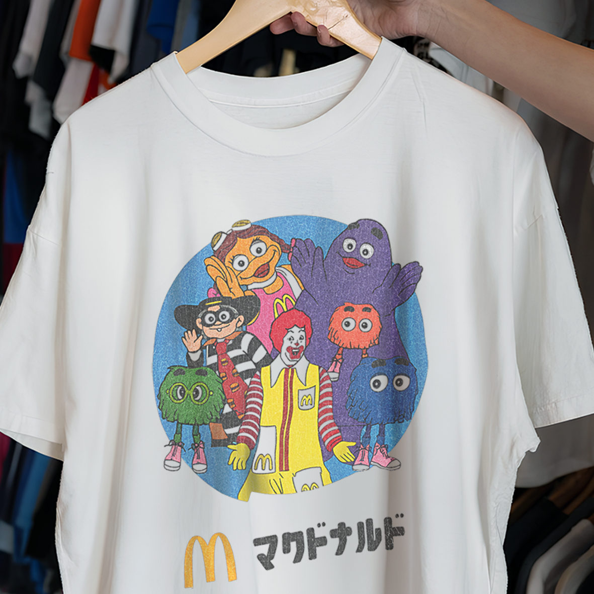 80's JPN MCD0NALDS PROMO WASHED WHITE T-SHIRT