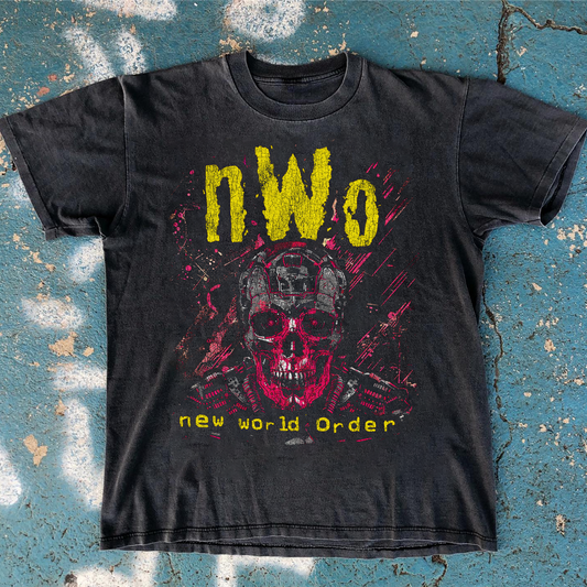 NEW WORLD ORDER WASHED BLACK T-SHIRT