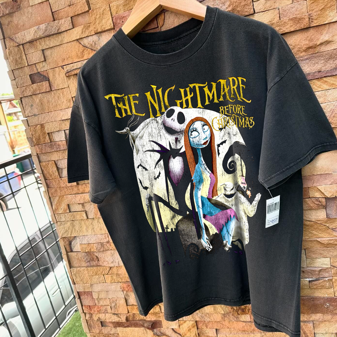 NIGHTMARE BEF0RE XMAS WASHED BLACK T-SHIRT