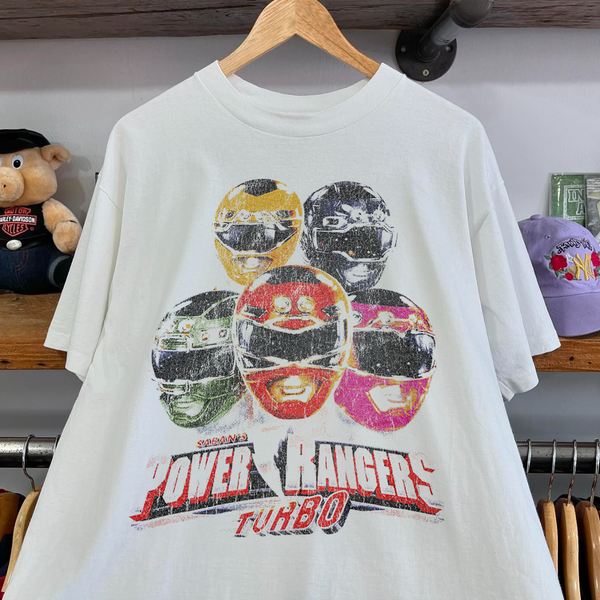 P0WER RANGERS TURBO PROMO WHITE WASHED T-SHIRT – Parallel