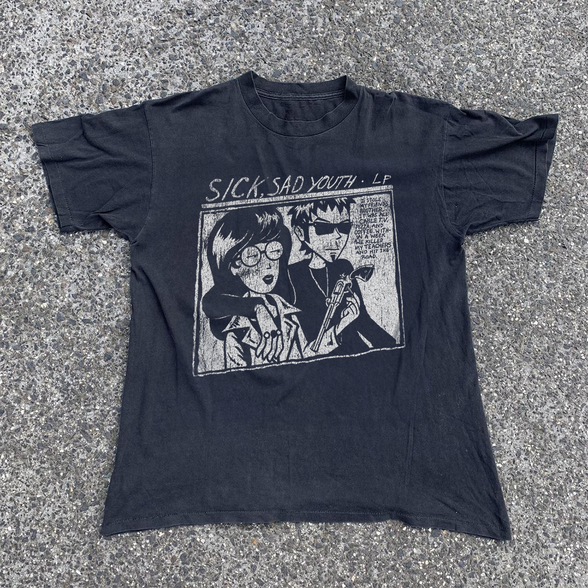 SICK SAD YOUTH WASHED BLACK T-SHIRT