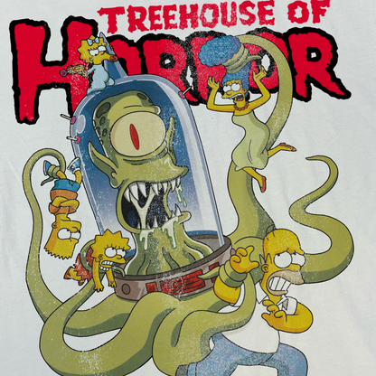 'TREE HOUSE OF TERROR' CUT-OFF WHITE TEE
