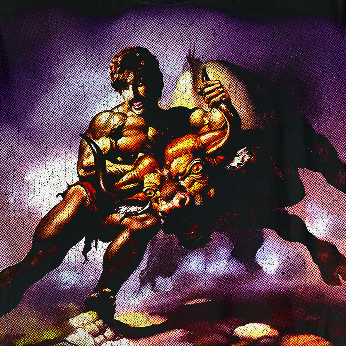 WHITE GOODMAN WRESTLING A BULL BLACK T-SHIRT
