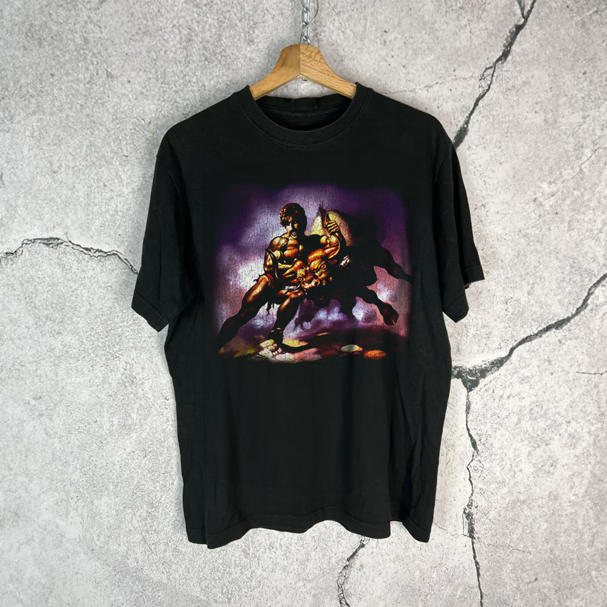 WHITE GOODMAN WRESTLING A BULL BLACK T-SHIRT