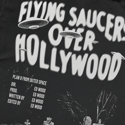 PLAN 9 'FLYING SAUCERS OVER HOLLYWOOD' WASHED BLACK T-SHIRT