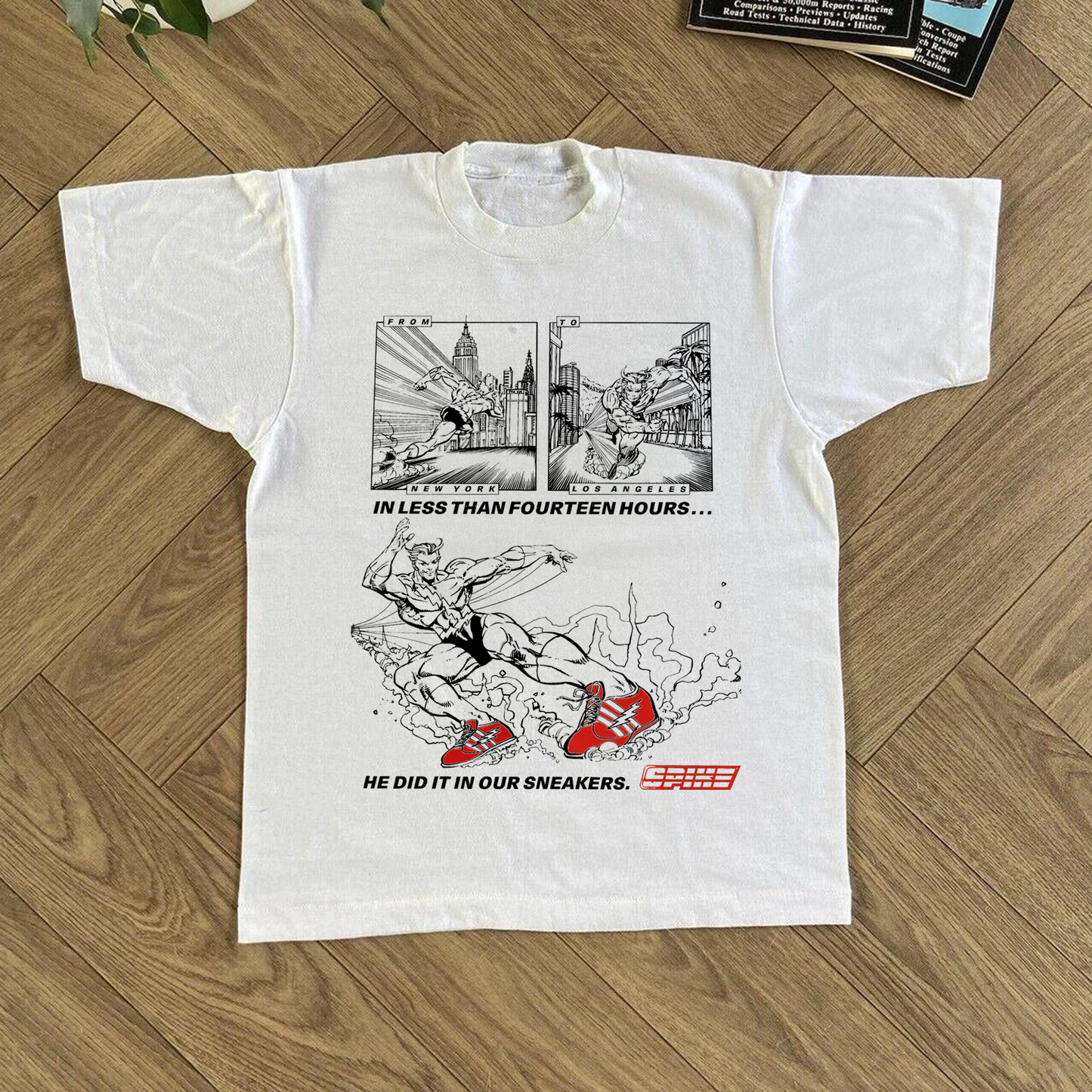 80s RETRO QUICKSILVER 'SPIKE SHOES' PROMO WHITE T-SHIRT