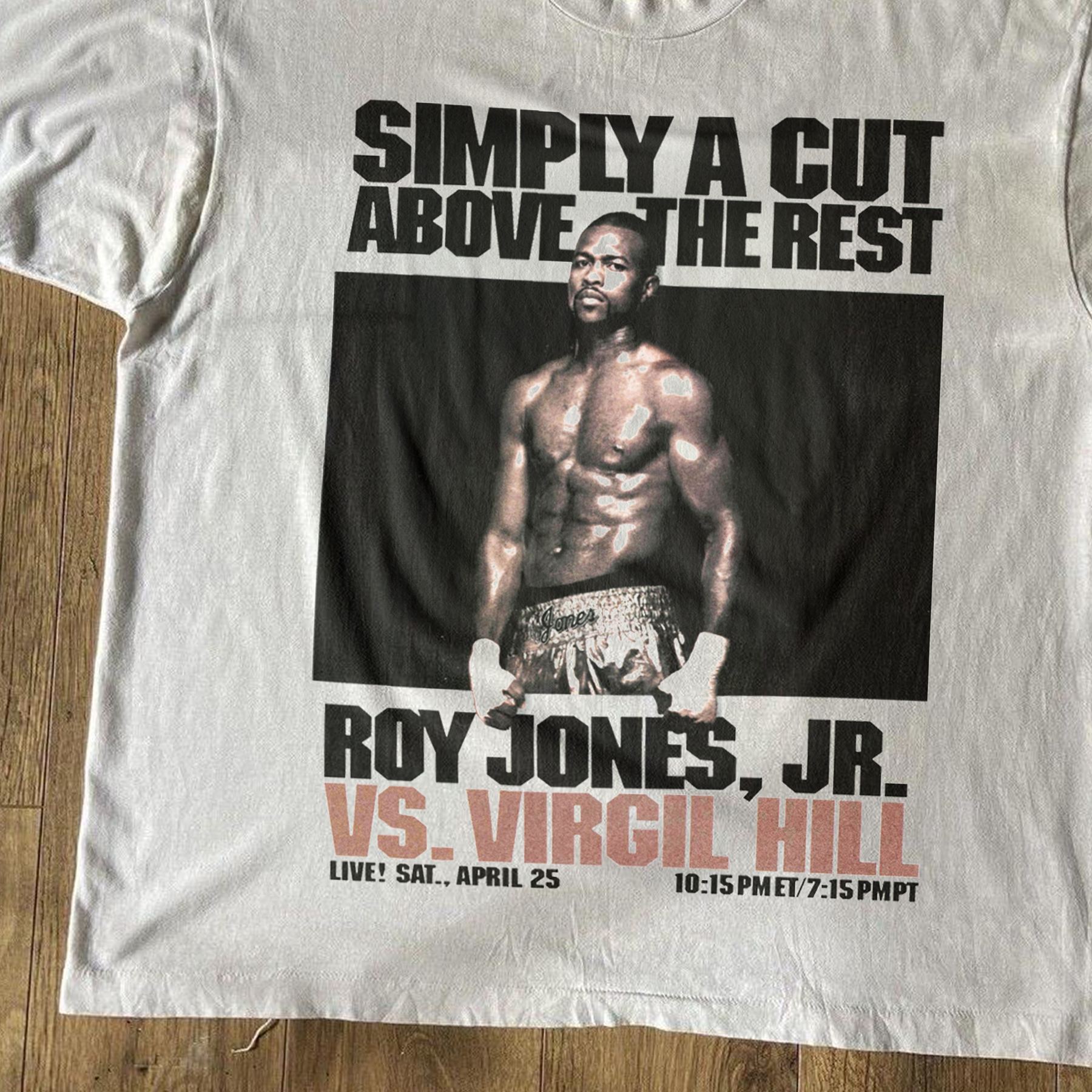 'ROY JONES JR VS VIRGIL HILL' '98 MATCH PROMO WHITE TEE