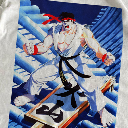 RETRO 90s 'RYU' ILLUSTRATION WHITE T-SHIRT