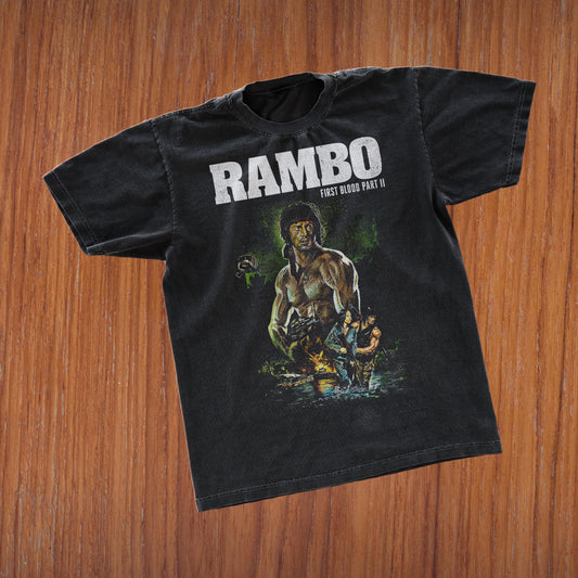 RAMB0 'FIRST BL00D' II PROMO BLACK T-SHIRT