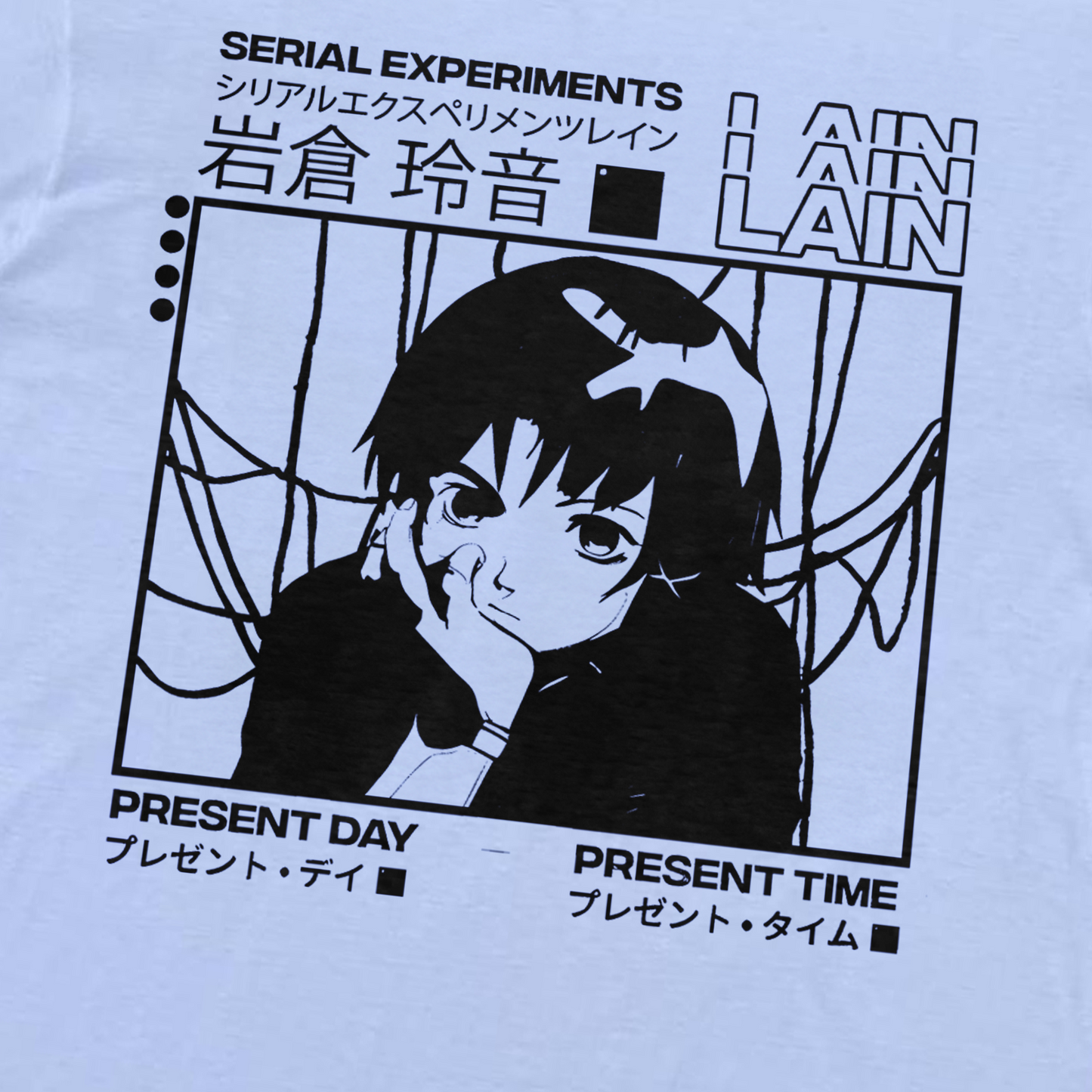 'SERIAL EXPERIMENTS LAIN' SER. NUMBER WHITE T-SHIRT