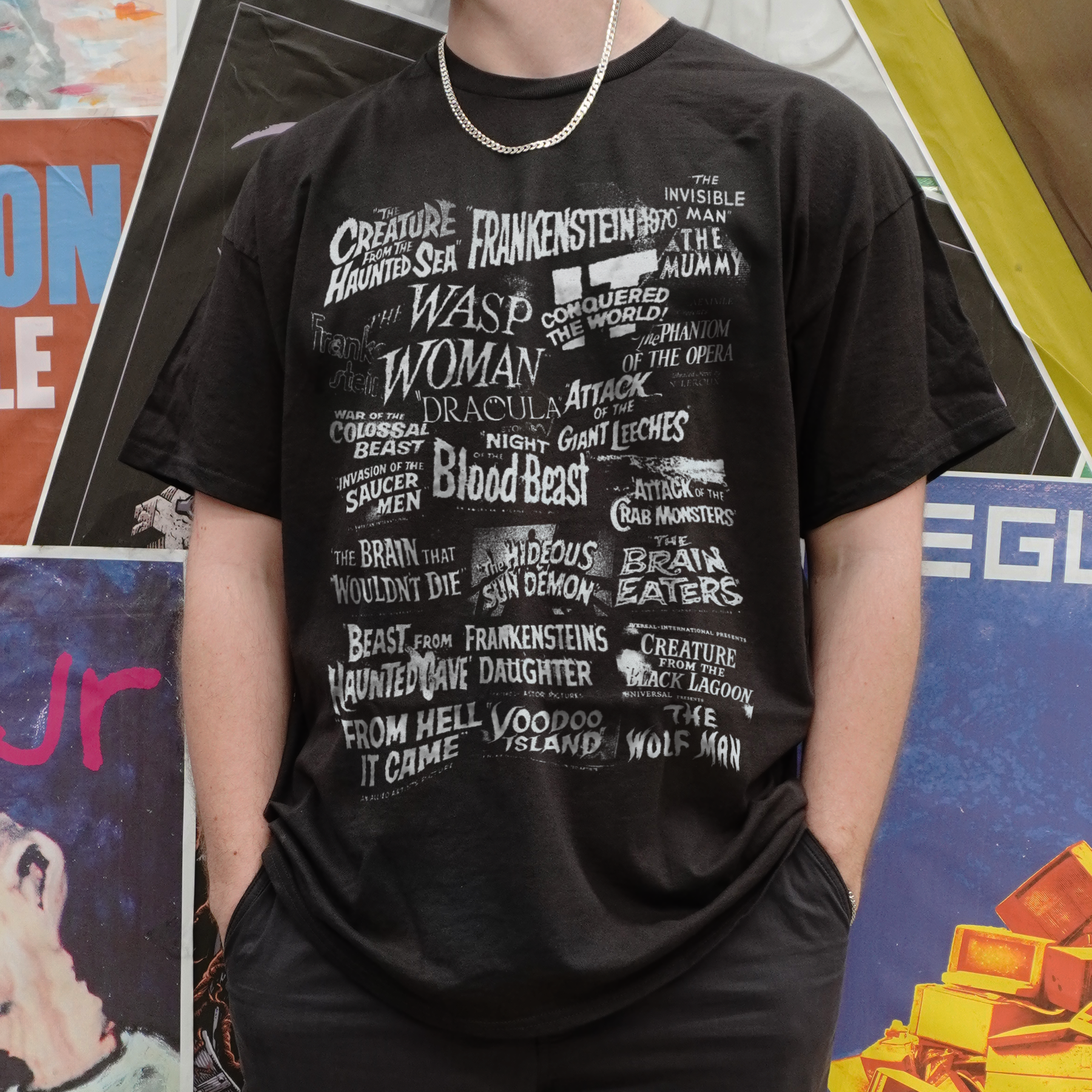 CLASSIC 'SILVER AGE CINEMA' WASHED BLACK T-SHIRT