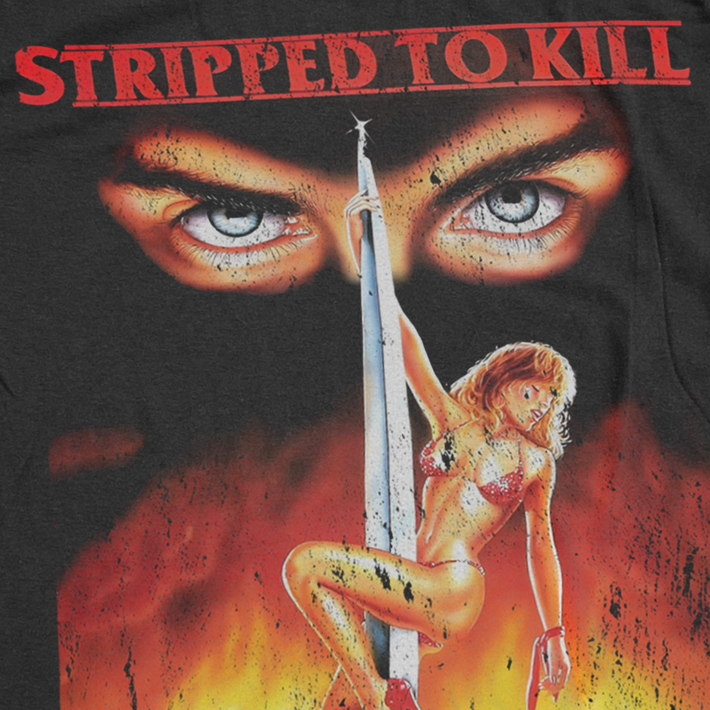 DISTRESSED 'STRIPPED TO KILL' 1987 BLACK T-SHIRT