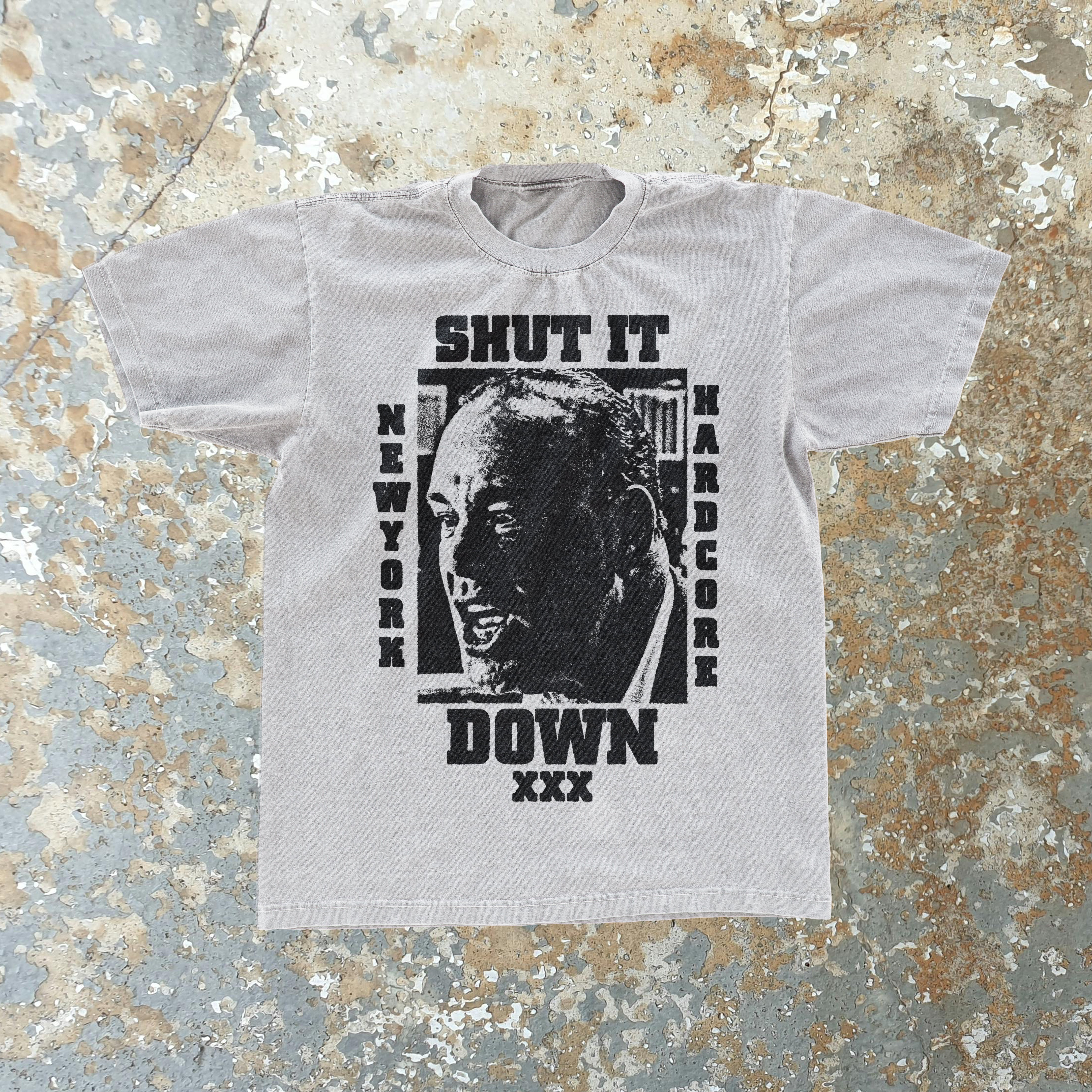 'SHUT IT D0WN' NY HARDCORE PROMO WHITE T-SHIRT