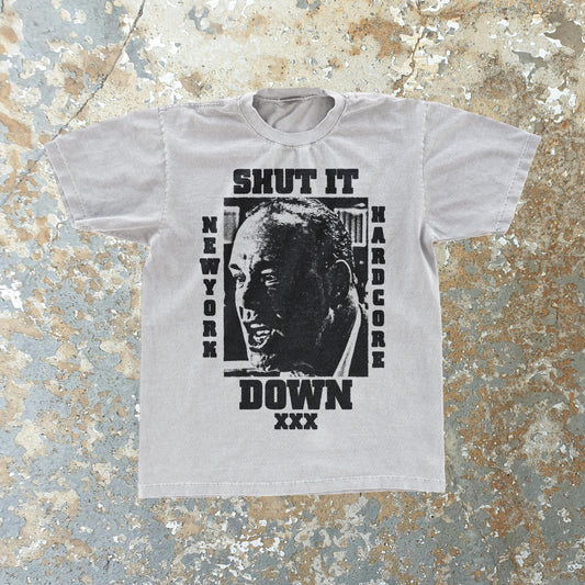 'SHUT IT D0WN' NY HARDCORE PROMO WHITE T-SHIRT