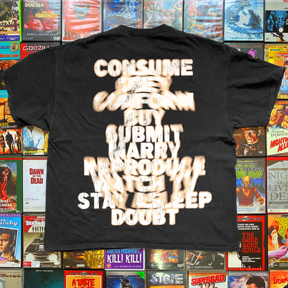 AWESOME THEY LIVE 'MESSAGES' BLACK T-SHIRT