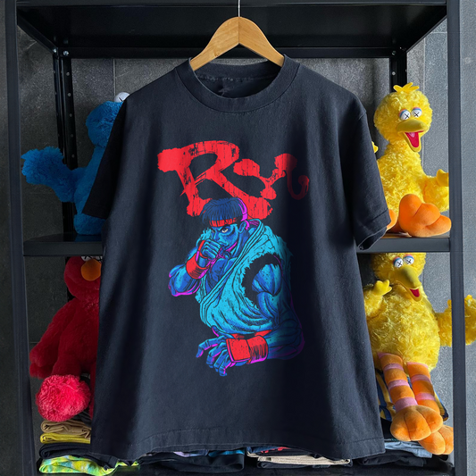 VINTAGE 'RYU' FIGHTING STANCE BLACK T-SHIRT